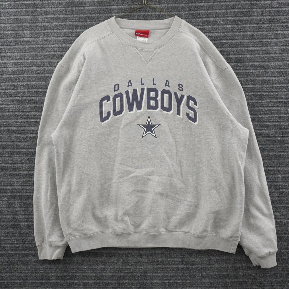 Vintage Y2K Reebok Dallas Cowboys Sweatshirt Mens XL Gray Long Sleeve NFL Fleece